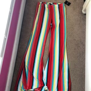 Forever 21 Rainbow Striped Bell Bottom Pants NWT